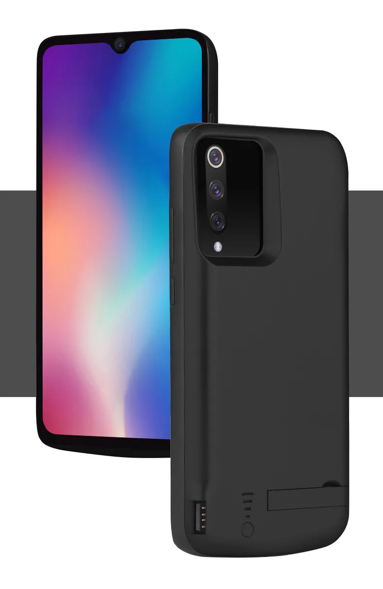 NTSPACE Расширенный аккумулятор зарядное устройство Чехлы для Xiaomi Mi 9 power bank чехол 5000 мАч портативный блок питания зарядное устройство чехол - Цвет: Черный