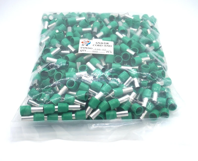 

E16-12 Ferrule Terminal Cord End Terminal 500pcs AWG5 16mm Copper Brass Wire Copper Insulated Crimp Pin Connector Terminals