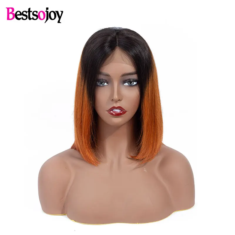 [Bestsojoy] прямые 13x4 Боба парик с предварительно выщипанные волосы м Волосы Remy 8 14