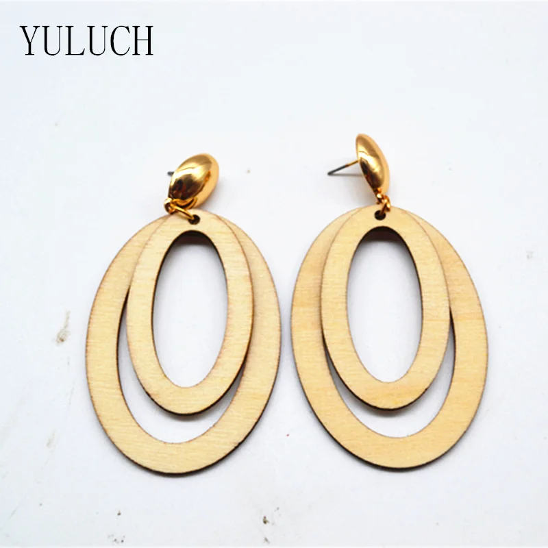 YULUCH 2017 Новый дизайн женские серьги ручной работы деревянные металлические