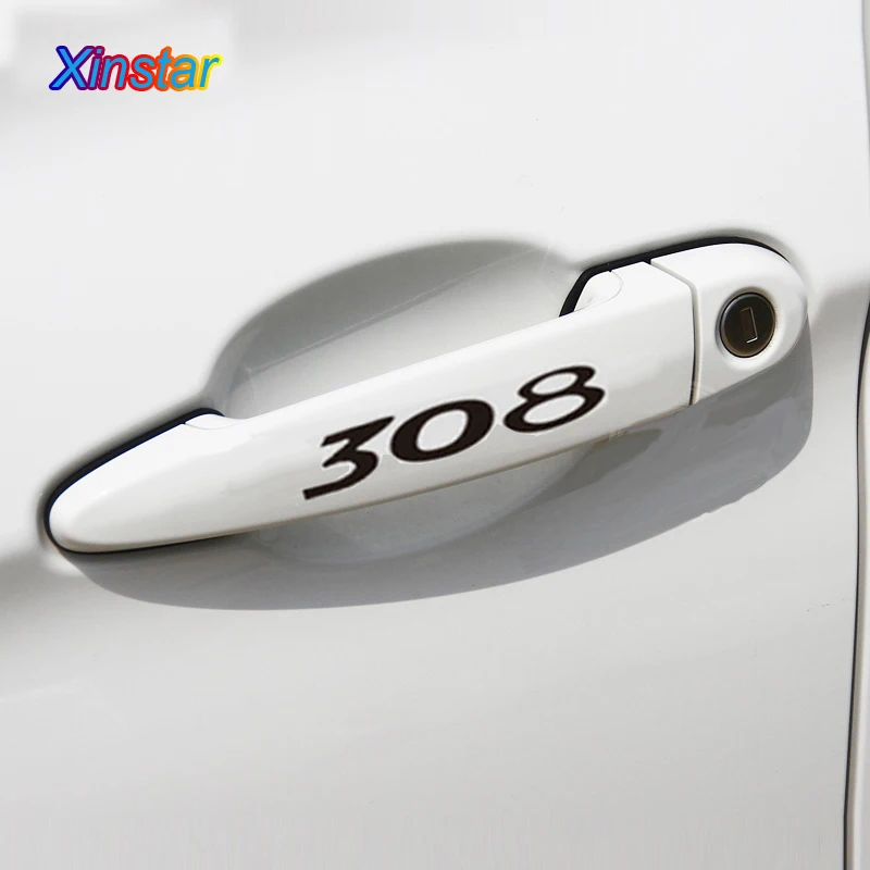 4 шт./лот новые автомобильные наклейки на дверные ручки для Peugeot 106 108 206 208 308 508 2008 3008