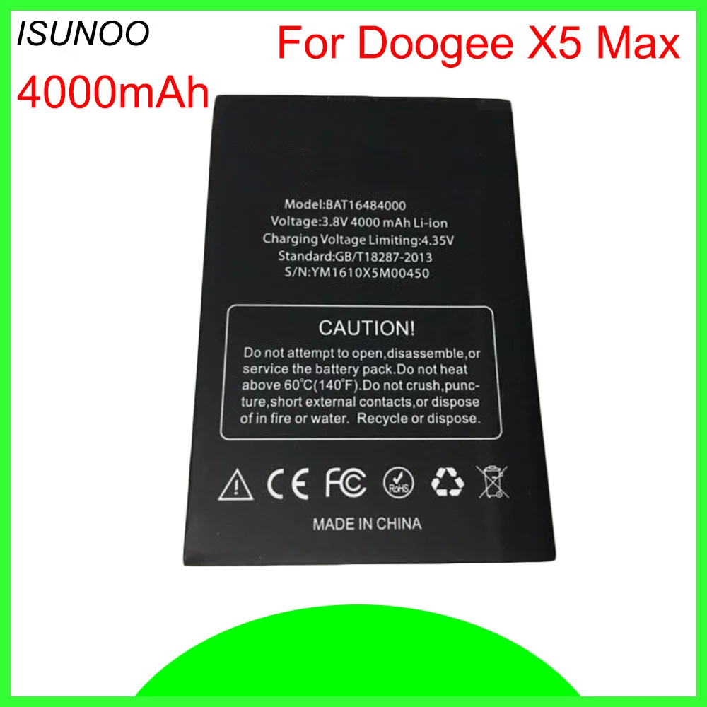 ISUNOO 10 шт./лот батарея Для Doogee X5 Max высокого качества 4000 мАч аккумулятор Pro |