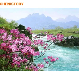 CHENISTORY Romantic River Landscape DIY Painting By Numbers Kits Acrylic Paint On Canvas Handpainted Home Wall Decor Art Picture