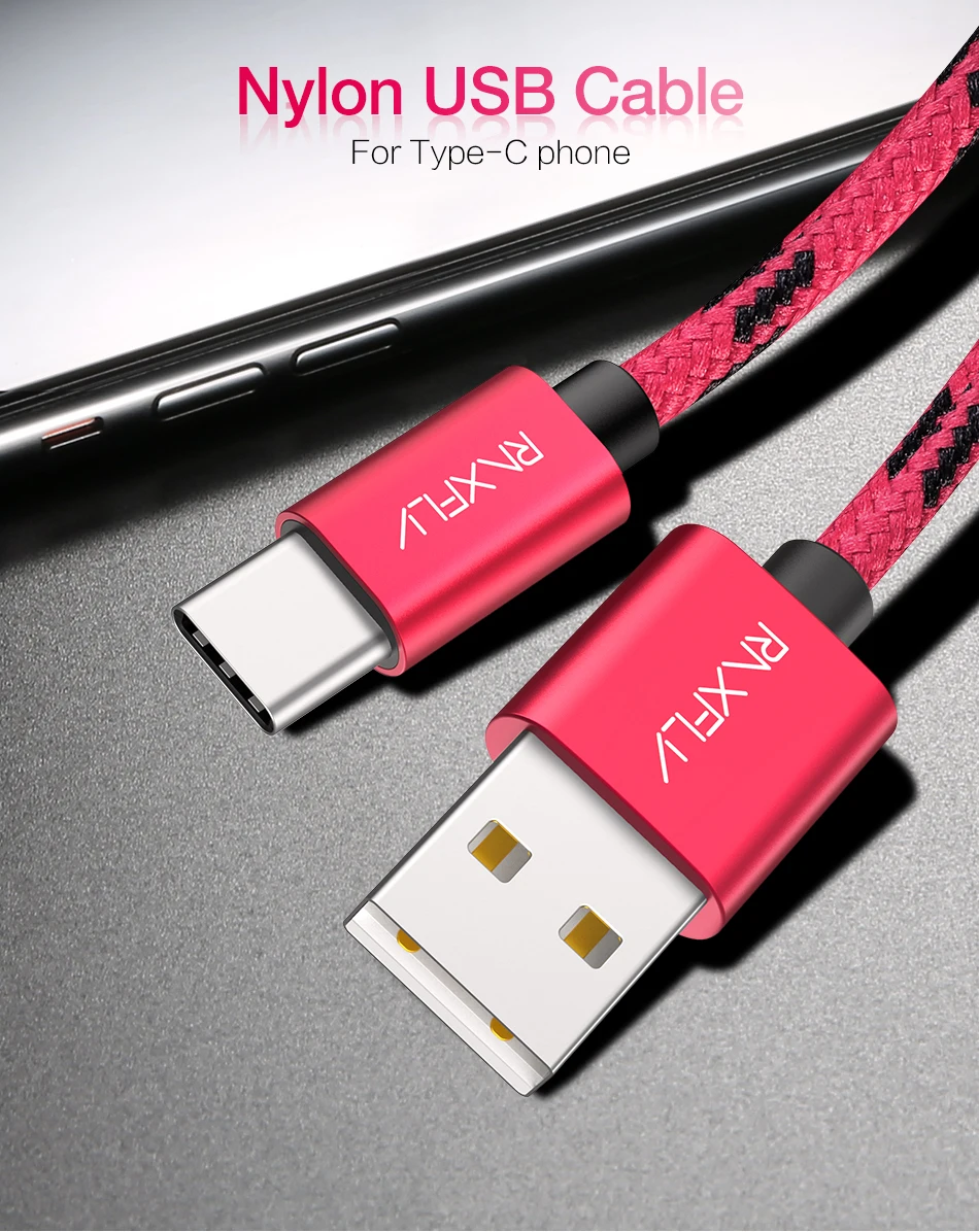 RAXFLY нейлон Тип usb C кабель для Nokia 7 Plus 8 синхронизации данных Тип-c зарядки провод для samsung S9 s8 плюс телефон Зарядное устройство Тип C шнур юсб кабель для зарядки