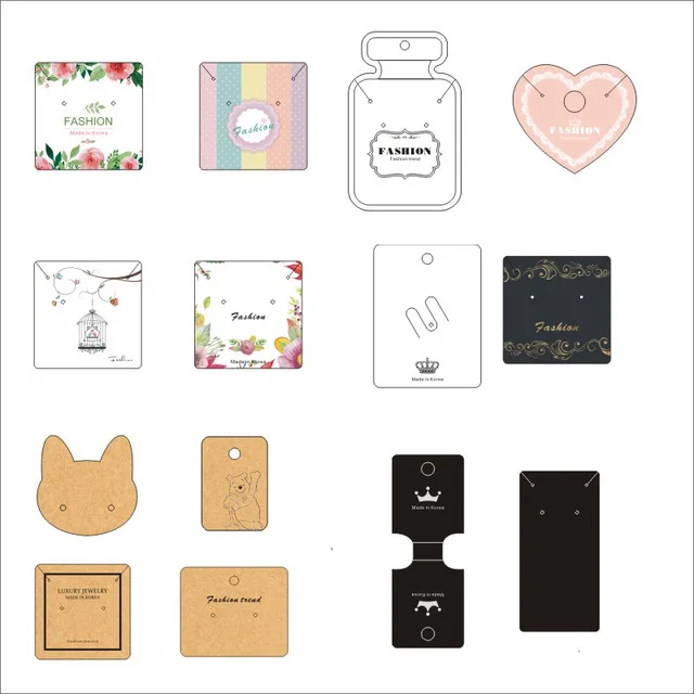 Blank White Black Kraft Paper Card Necklace Display Cards Custom Logo/Shape/Size Design Jewelry Tag Holder | Украшения и