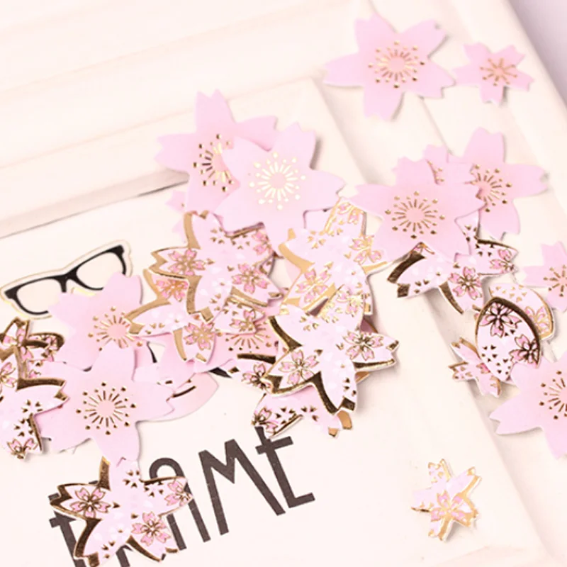 40 шт./лот позолоченный цветок Сакура Мини стикер декоративный скрапбук пуля