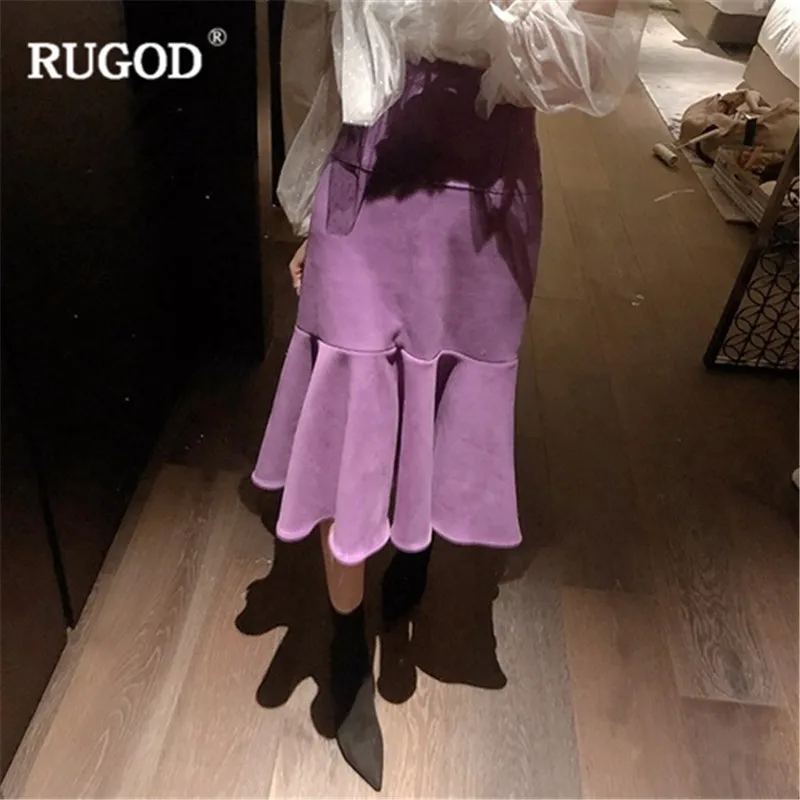 Женская плиссированная юбка RUGOD винтажная облегающая фиолетовая офисная до