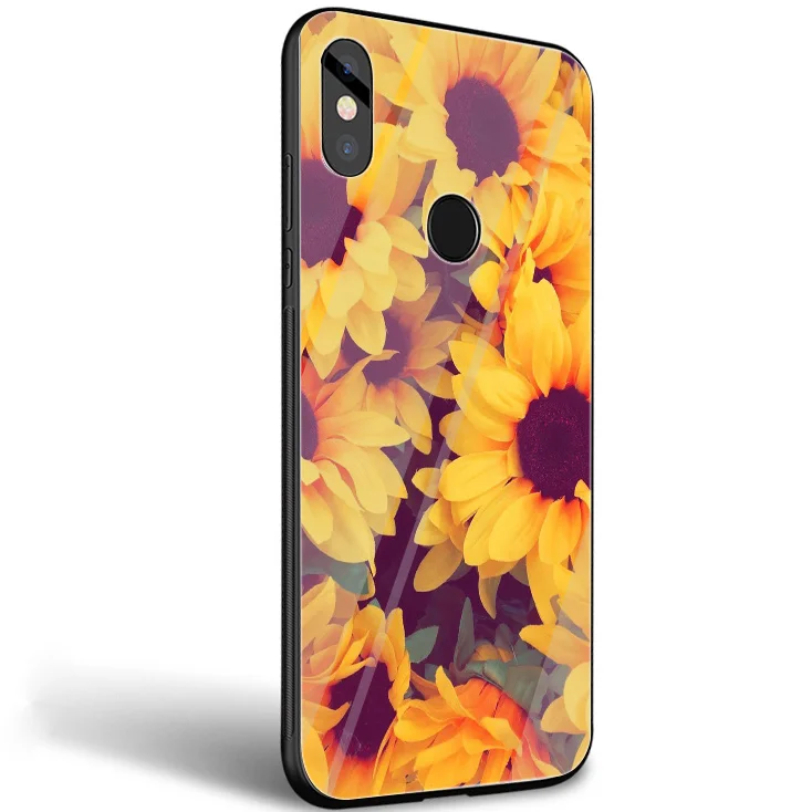 Стеклянный ТПУ чехол с подсолнухом для xiaomi 8 Lite A1 A2 9 redmi note 5 6 7 Pro 6A 4X 5X 6X Pocophone F1 |