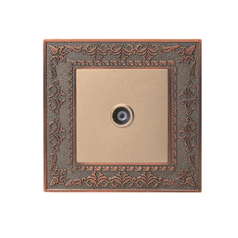 Coswall 4D тиснение Ретро панель из цинкового сплава Роскошная настенная ТВ розетка AC