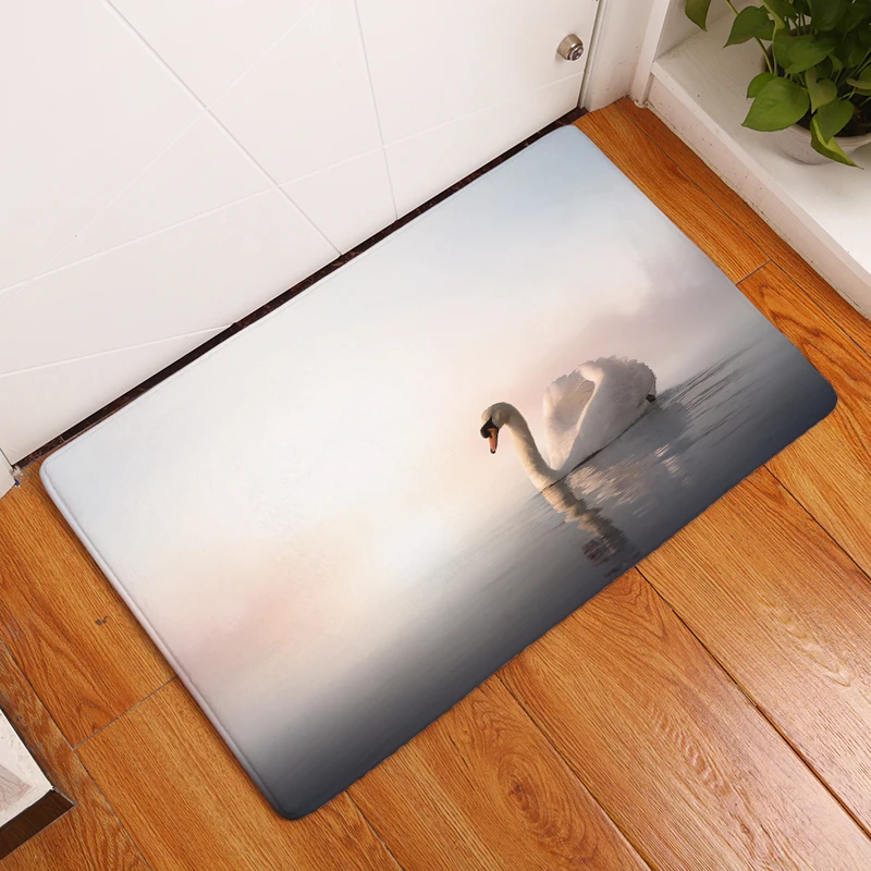 2017 новые белые ковры с принтом лебедя Нескользящие кухонные коврики для дома