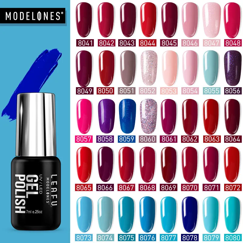 УФ гель для ногтей Modelones голубой цвет лидер продаж Красный Гибридный лак