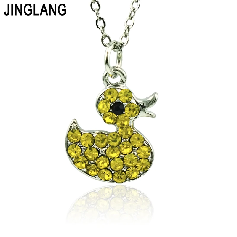 JINGLANG модные Животные Подвески ожерелье звено цепь стразы утка для девочек детей