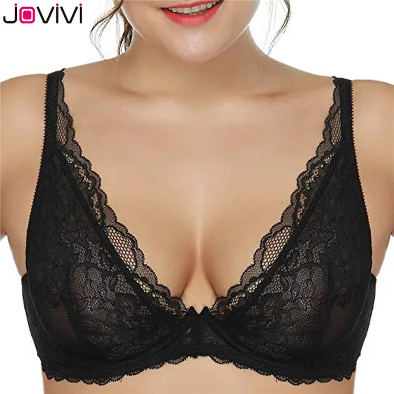 Jovivi, 1 шт., 32A-36DD, женский кружевной сексуальный бюстгальтер, без подкладки, на косточках, балконет, бюстгальтеры, чашка 3/4, черный/белый/телесный, женские летние тонкие бюстгальтеры