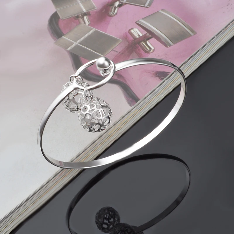 Горячие оптовые полые мяч браслет серебряный Прекрасный модный ювелирные