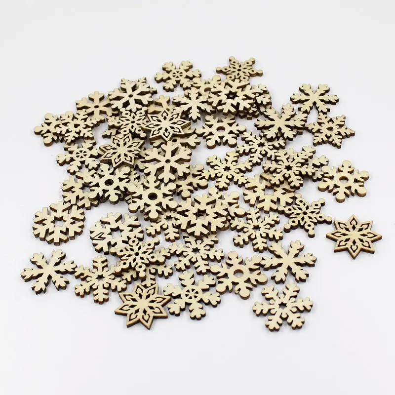 30/100PCs Wood Chip Sewing Buttons Scrapbooking Snowflake White 25mm Dia. Costura Botones Decorative Access | Дом и сад