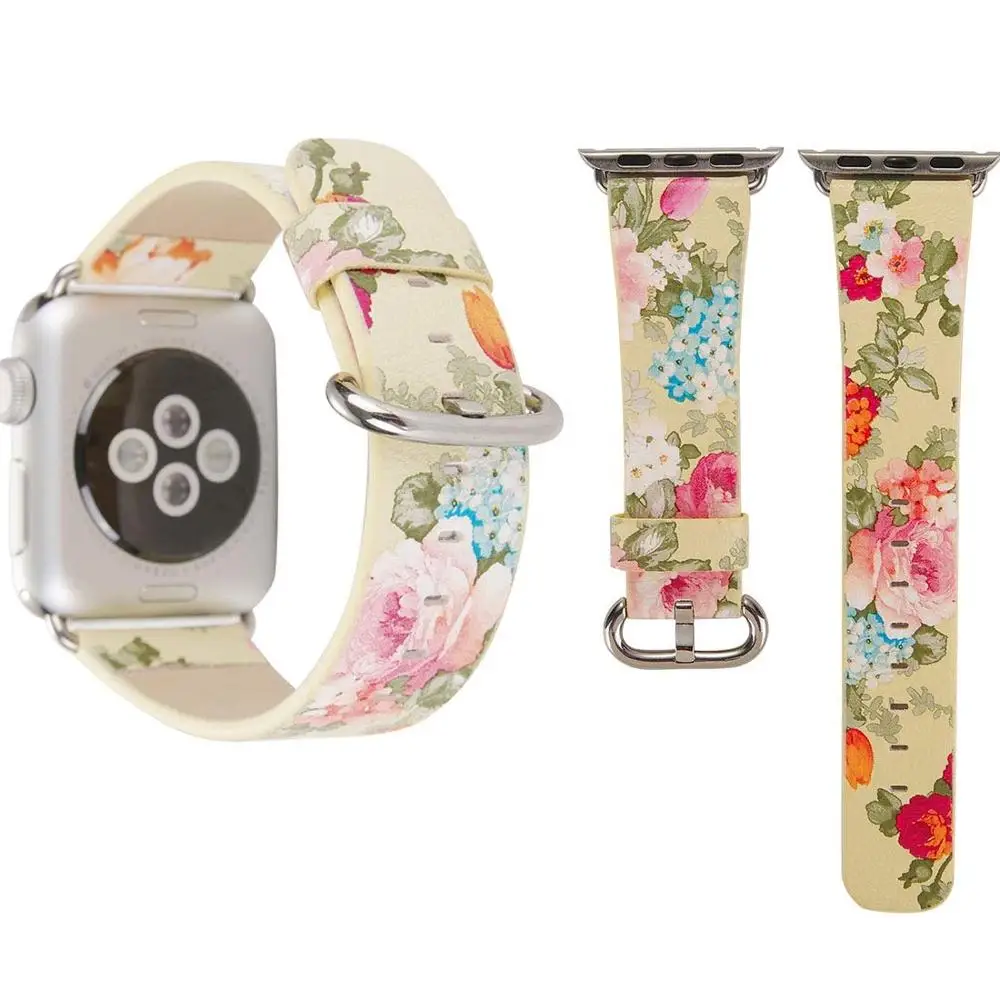 Китайский ремешок с чернилами для Apple Watch band 5 4 3 2 1 44 мм 40 42 38 браслет цветочным