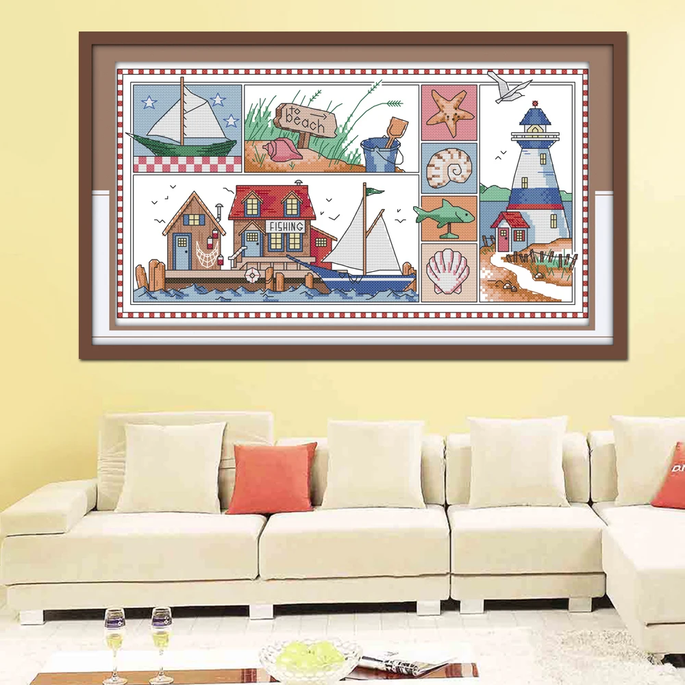 Joy Sunday Impression Of Sea Home Decor K170 посчитано и отпечатанное впечатление моря вышивка DIY