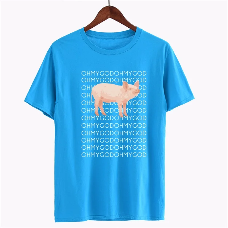 Summer cotton men t shirt Pig oh my god letter print streetwear tshirt men short sleeve harajuku t-shirt Boy Tees Tops