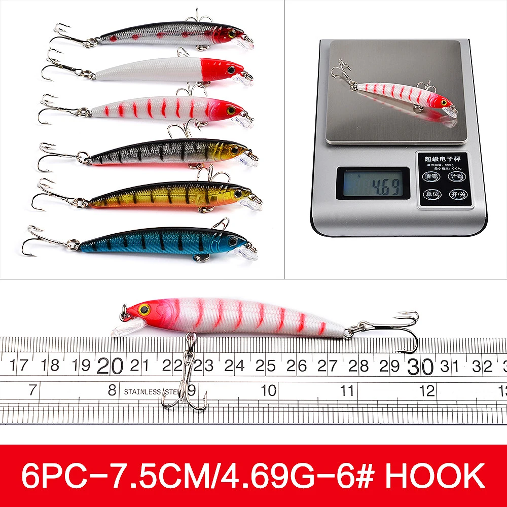 

56pcs/lot 8 Hard Models Mixed Fishing Lure Set Artificial Fishing Kit Minnow Fishing Wobblers Crankbait Hard Fishing Tackle
