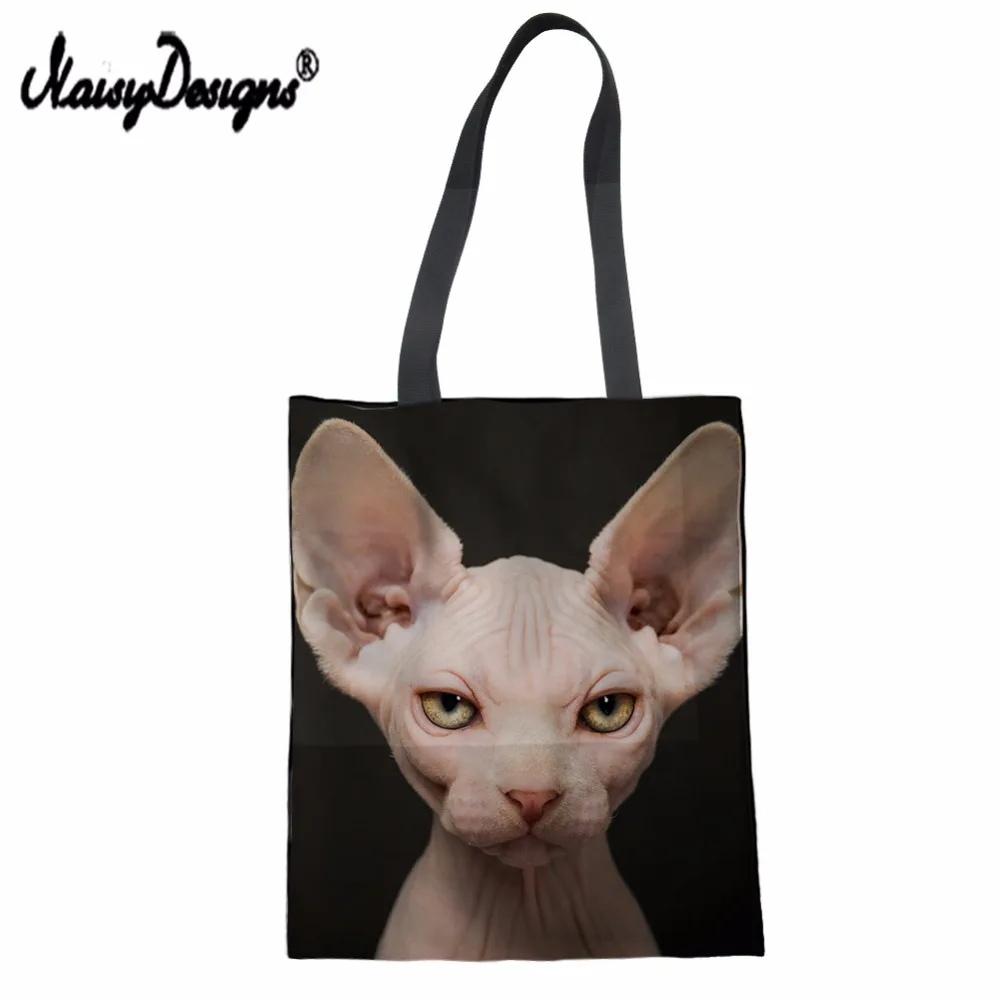 Sphynx многоразовые тканевые сумки для покупок безволосый принт Экологичная сумка