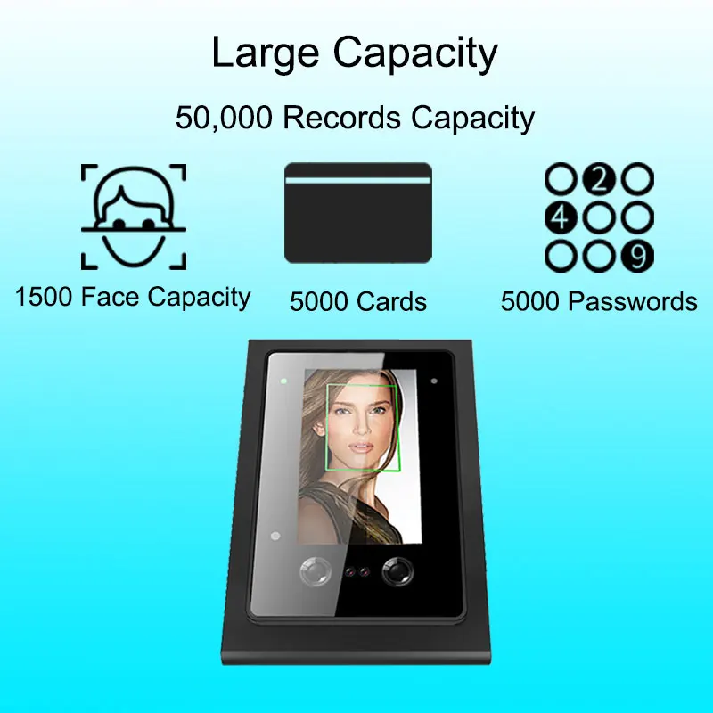 Eseye Biometric Face Facial Recognition Time Attendance System Access Control Employees Clock Assistance Recorder Machine | Безопасность