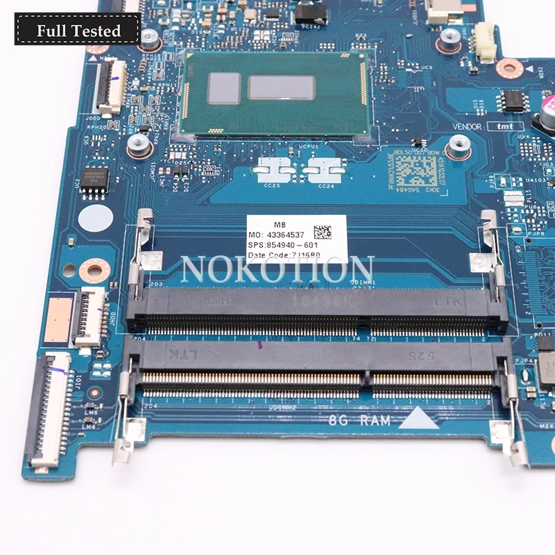 NOKOTION 854940-601 854940-001 BDL50 LA-D703P для hp 15-AY 15-BD 15-AC материнская плата для ноутбука SR244 I3-5005U процессор графика