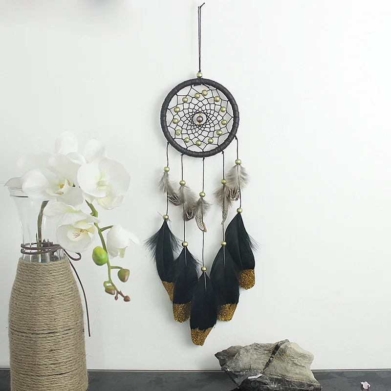 Подвесное украшение ручной работы подвеска-колокольчик в виде золотого пера