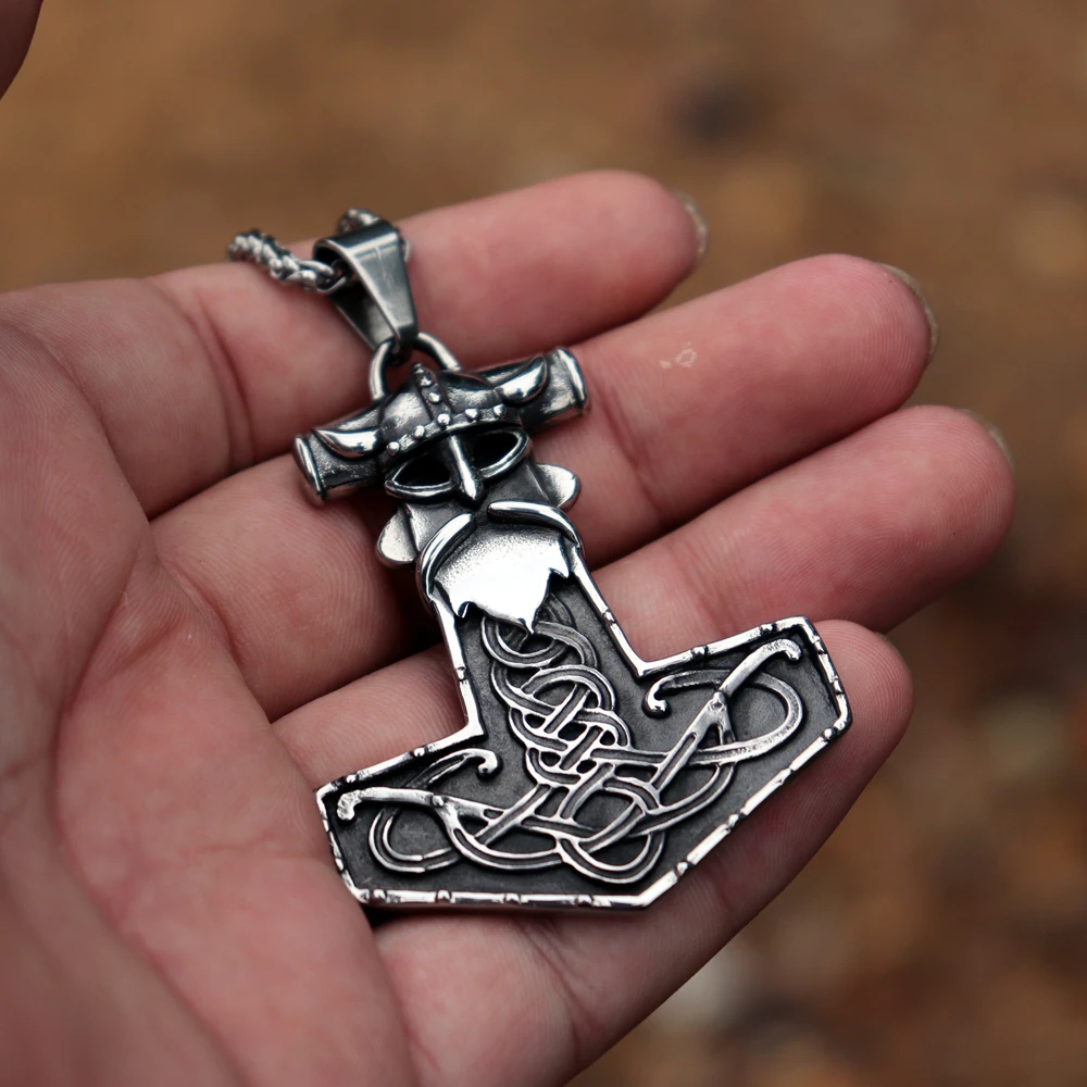 Viking Мужская Тор молоток воин нержавеющая сталь кулон ожерелье скандинавские ювелирные изделия Mjolnir
