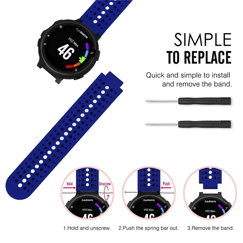 Универсальный сменный ремешок для часов Garmin Forerunner 220 230 235 620 630 735 двухцветный мягкий силиконовый смарт-ремешок для часов