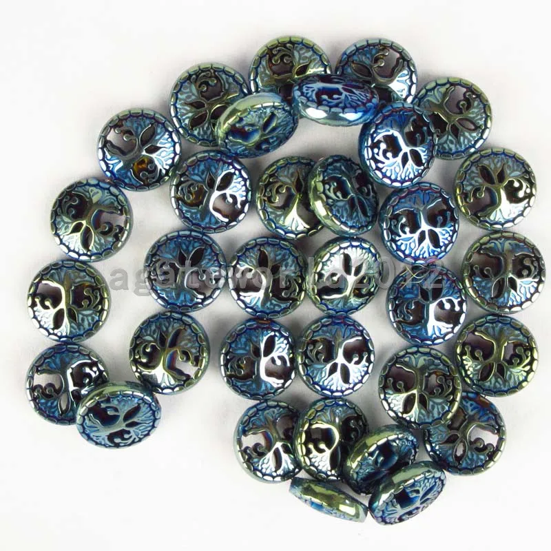 (Бесплатная доставка) 1 нить 12x4 мм резной зеленый гематит Жизни дерева свободный