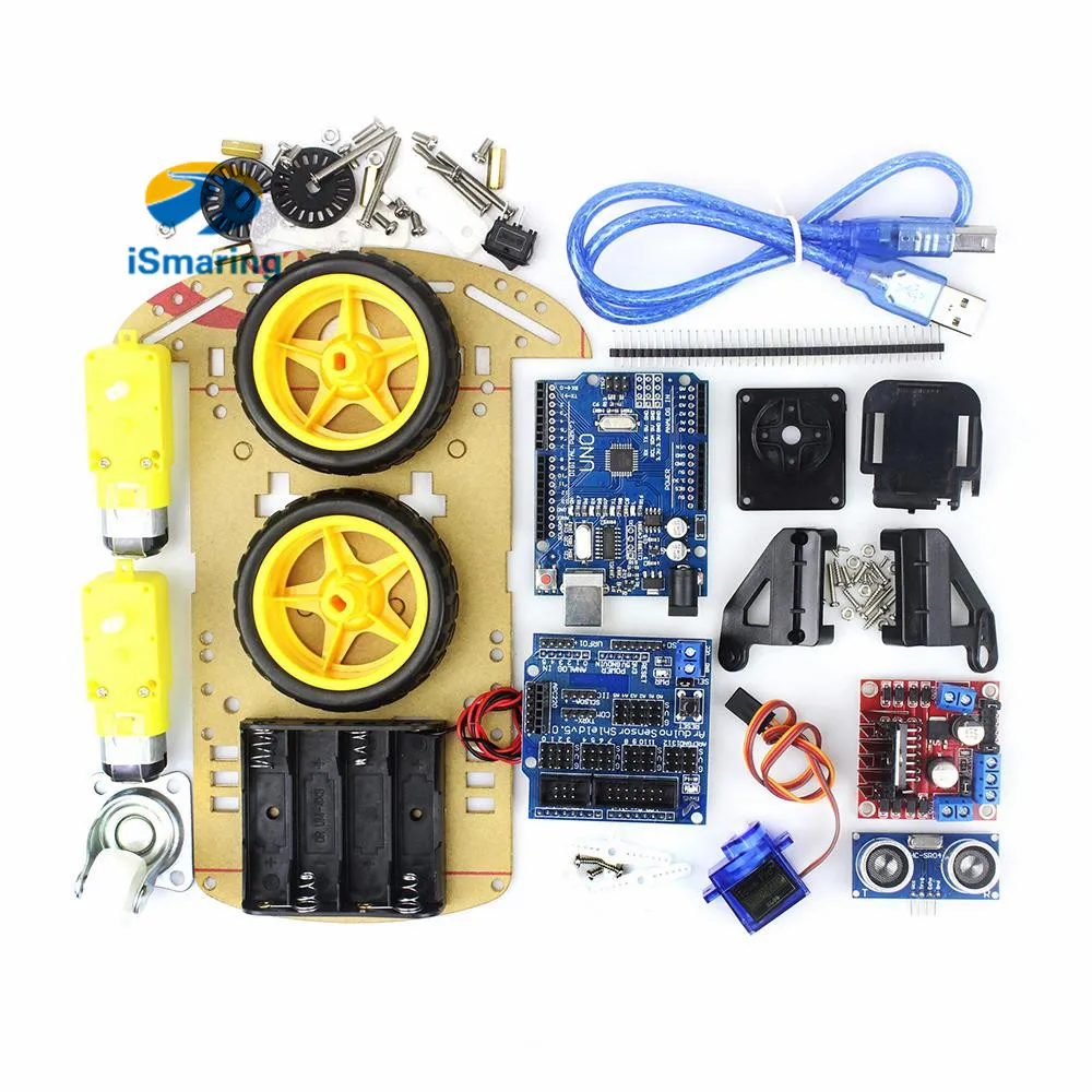 

tracking Motor Smart Robot Car Chassis Kit Speed Encoder Battery Box 2WD Ultrasonic module For Arduino kits