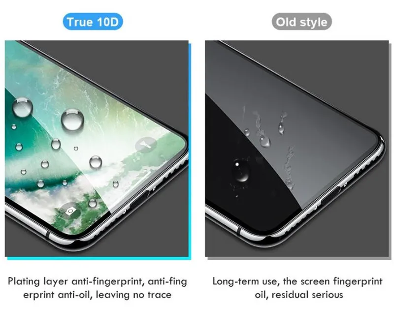 100 шт./лот 10D закаленное стекло с изогнутыми краями для iPhone XS 7 Стекло 6s 8 Plus HD полное