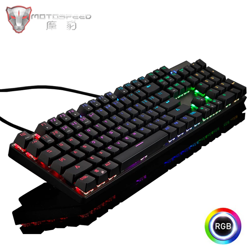 Русская/английская настоящая игровая механическая клавиатура Motospeed CK104 с RGB подсветкой 104 Клавиша синий/красный переключатель Проводная клавиатура для геймера