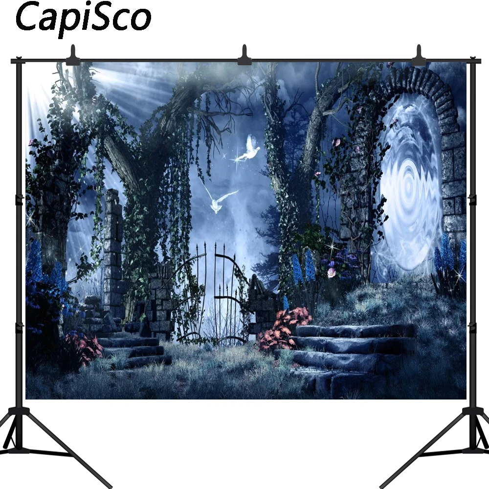 Capisco ночной Хэллоуин фоны ужас лес фотографии железный забор фотография Фон