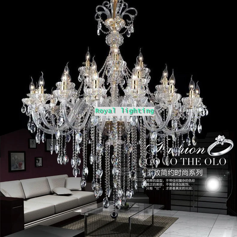 Богемский стиль большая прозрачная Хрустальная люстра led канделябро для