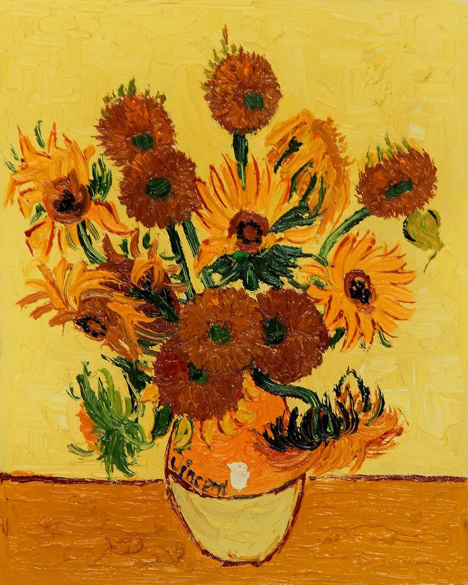 

Cheap Handpainted Vincent Van Gogh Flower Canvas Wall Decor Painting Vase with Fifteen Sunflowers Painting Impressionist 50x60cm