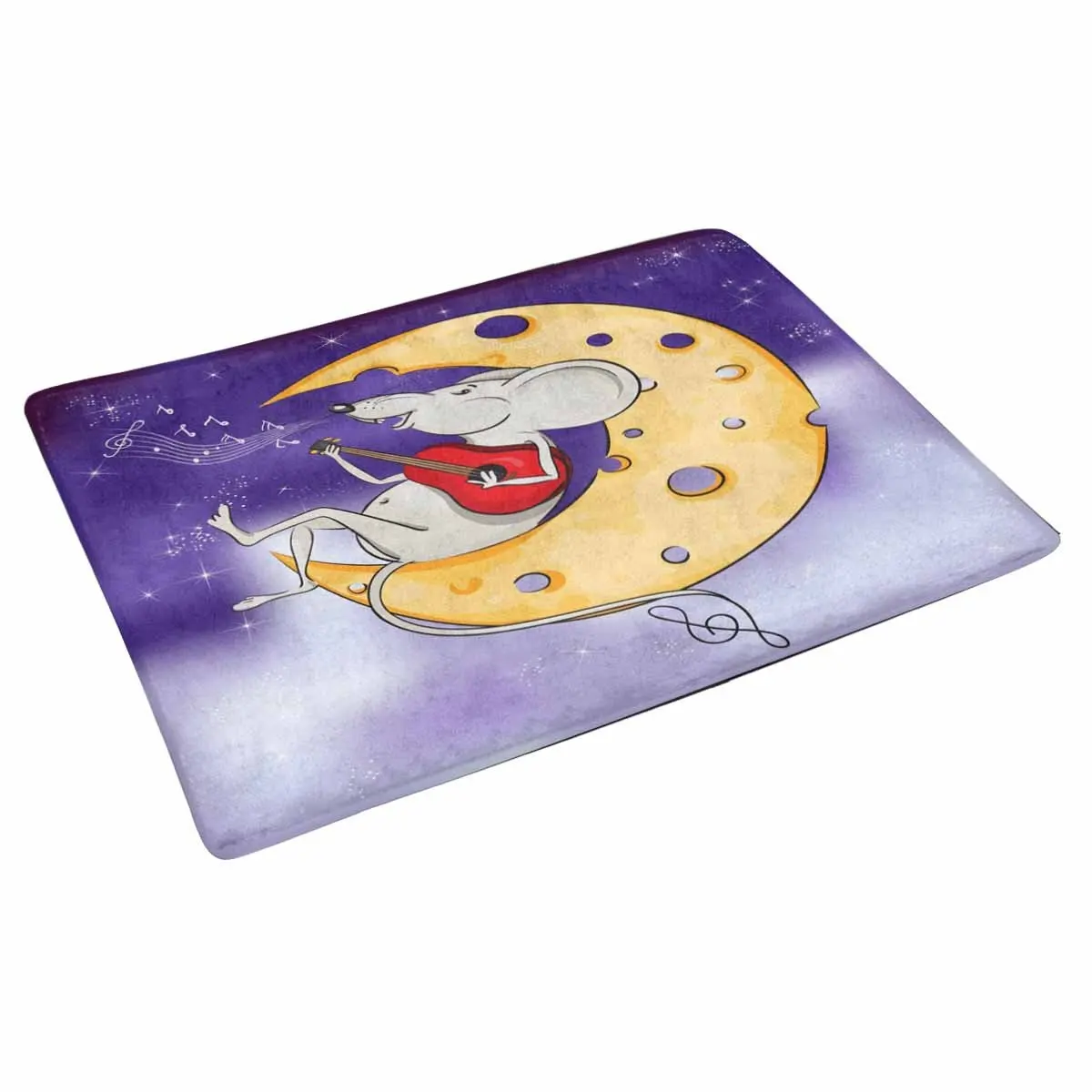 Забавная мышь играющая на гитаре ночное небо коврик для двери Противоскользящий