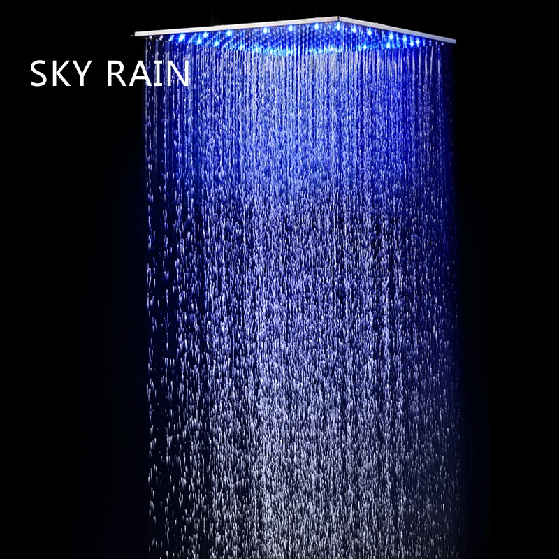 SKY RAIN 20 дюймов 304 SUS насадка для душа с высоким потоком термостатический клапан светодиодный душевой кран