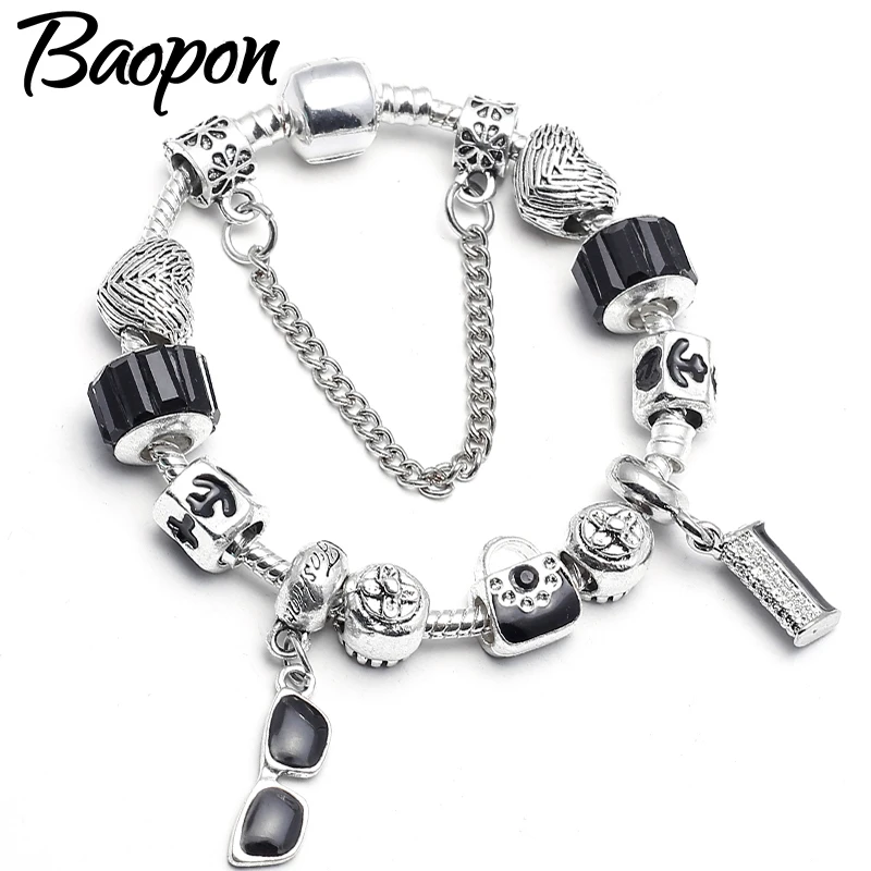 BAOPON модные браслеты с брелоками и браслеты с кристаллами кошелек кулон тонкие браслеты для женщин ювелирные изделия подарок