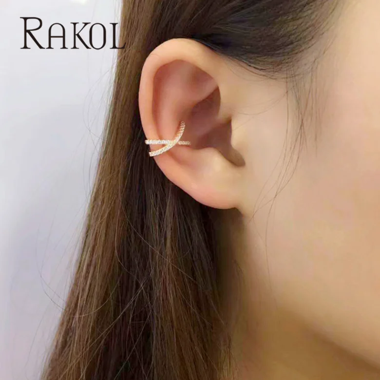 RAKOL, новинка, стильные, персональные, кросс-линия, клипсы для ушей, X-letter, серьги для девушек, женщин, повседневные аксессуары для платья RE22390