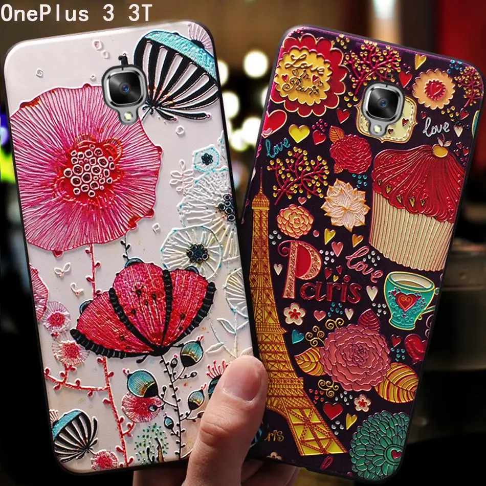 YueTuo 3d coque cover case For One Plus OnePlus 3 = oneplus3 t 3t Original Luxury Silicone phone Back on cute Silicon tpu |