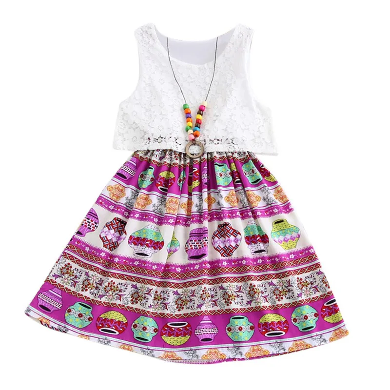 2018 Summer Fashion Girl Dress Children Floral Vest Dresses Bohemian Style Kid Beach Clothing 2-15Y L1 | Детская одежда и обувь