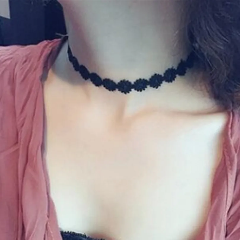 Черное Кружевное ожерелье для женщин модное готическое в стиле панк бохо ручная