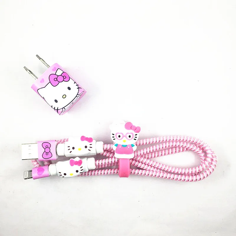 23 стиля USB зарядное устройство кабель протектор Diy набор с намоткой кабеля зарядные наклейки спиральный usb-шнур с зарядным устройством для iphone 5 6 6s 7 8