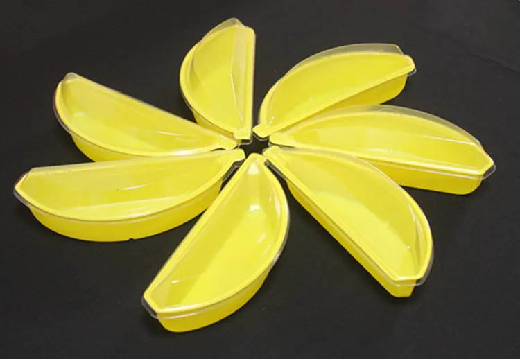 Banana shape disposable plastic west point box snack cake Smug 50pcs 100pcs