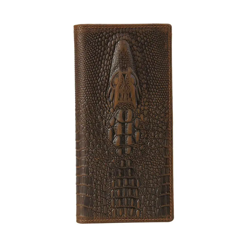 Tiding Мужской Длинный кошелек из воловьей кожи с крокодиловым узором модные