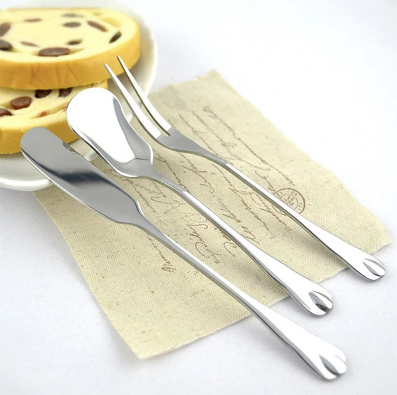 3pcs/set Breakfast 410 stainless steel cutlery butter knife fruit fork jam | Дом и сад