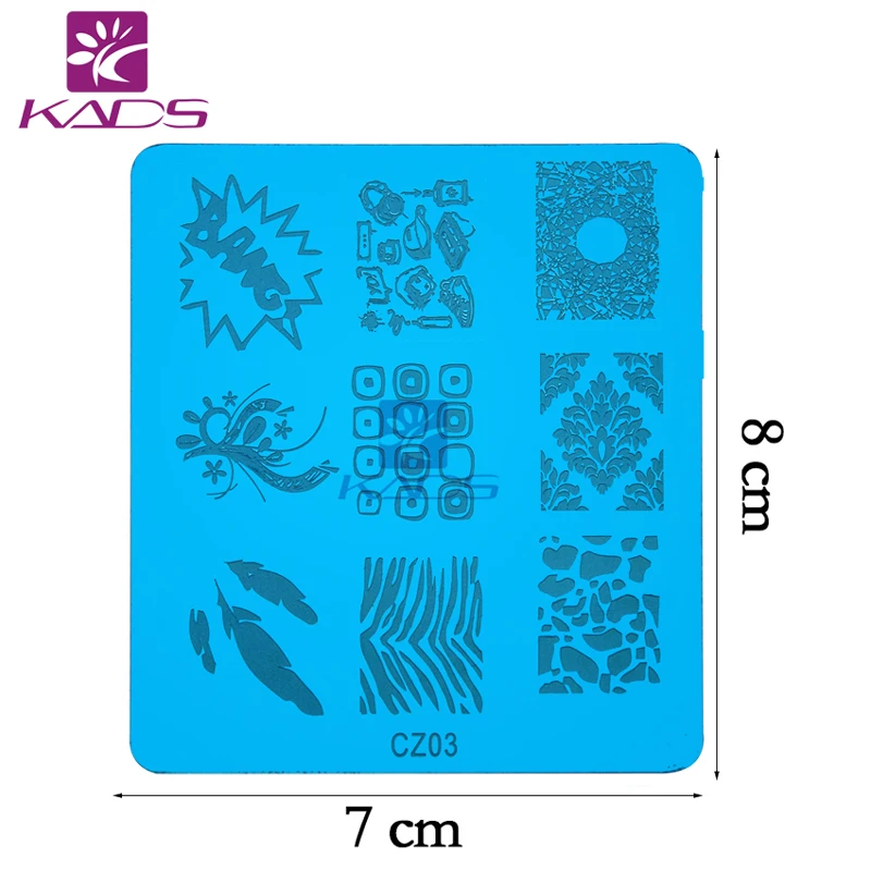 KADS Ногтей Штамп Перо Шаблон Изображения Пластины Различной формы Штамповки