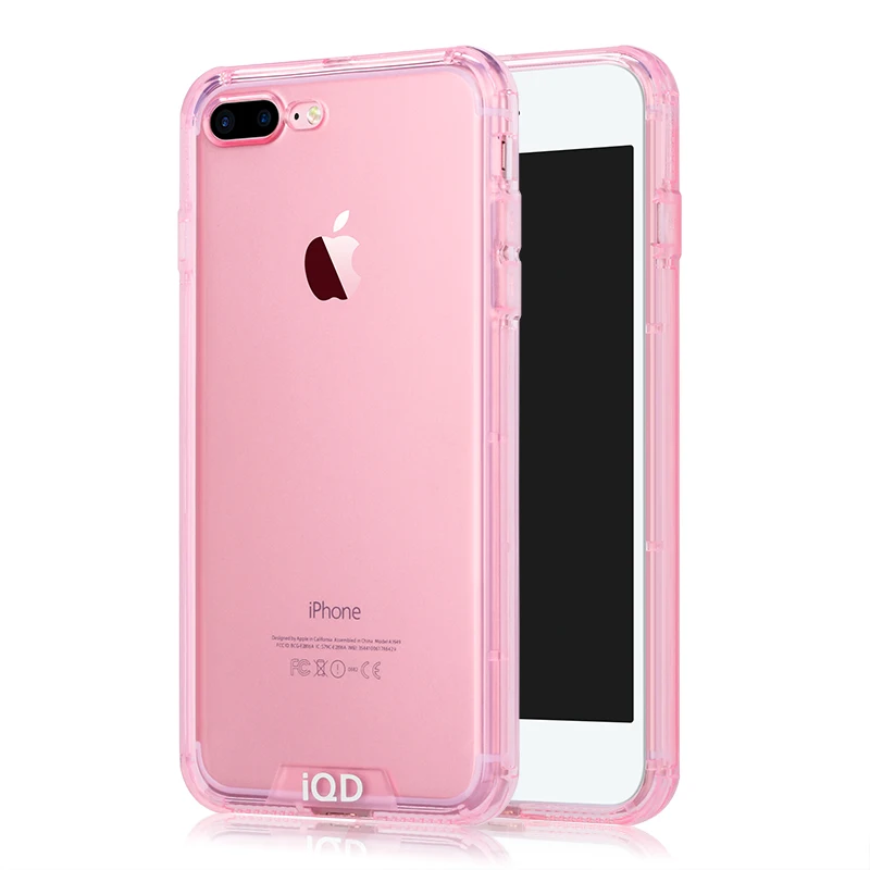 Розовый IQD бампер чехол для iphone 8 7 plus чехол TPU против царапин Жесткий Тонкий защитный задний Прочный чехол для мобильного телефона для iphone 6 6s чехол s - Цвет: Розовый