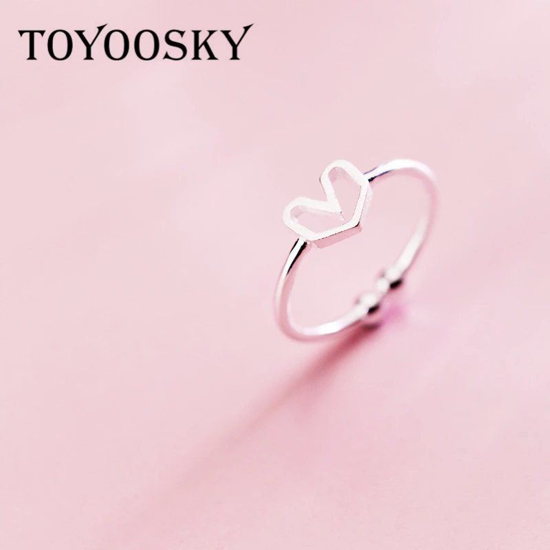 Женское кольцо TOYOOSKY из серебра 925 пробы с открытым сердечком | Украшения и
